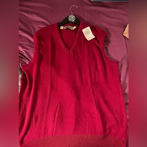 Men's jantzen V-Neck Sleeveless Sweater Vest - Red